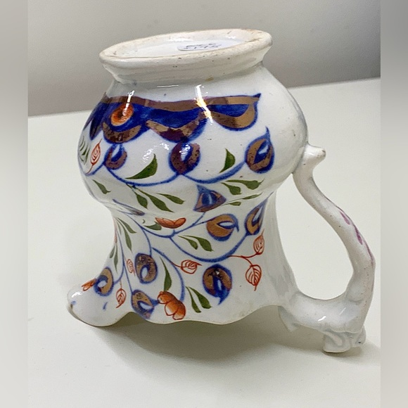 19th Century Antique Gaudy Welsh Vine  Pattern Lustreware Jug Handled Pitcher - Picture 13 of 16